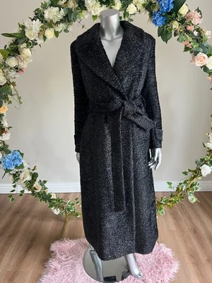 Abrigo TED BAKER para mujer envolvente con cinturón TB 2 UK 10 Kanesh negro brillante manga larga Foto 1 de 4