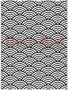 Deep Red Stamps Japanese Waves Background Rubber Cling Stamp - Picture 1 of 3