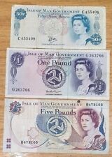 Drei Isle of Man Banknoten £ 5 £ 1 50p