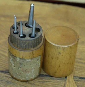 Starrett Square Knurled Grip Center Punches S264WB in Wood Case (Incomplete) - Picture 1 of 14