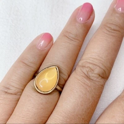 ❣️ Anillo lágrima piedra ojo de gato naranja Foto 1 de 3
