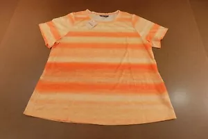 Bloomchic Womens Size 18-20 Orange Striped Short Sleeve Crew Neck T-Shirt New - Picture 1 of 10
