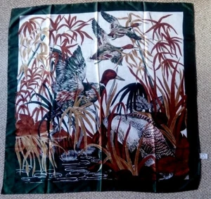 Vintage Debenhams Silky Scarf. Made In Italy, Ducks Taking Flight, Country. VGC - Picture 1 of 6