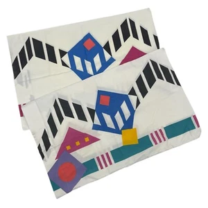 DAN RIVER Vintage Standard Pillowcases Set of 2 Geometric 80s Stripe Triangle - Picture 1 of 6