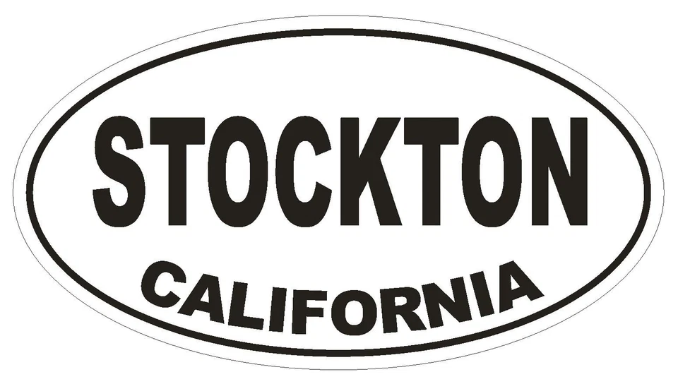 WINTER PARK PRODUCTS Stockton California Oval Bumper Sticker or Helmet Sticker D2826 Euro Oval
