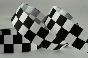 Chequered Flag Ribbon,Crafts ,Cards,Sewing,Cakes, Trim, 1 Metre 2.5 cm - Picture 1 of 1