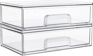 Vtopmart 12.1''W Clear Stackable Storage Drawers,2 Pack Acrylic Plastic clear - Picture 1 of 8