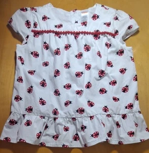 Gymboree Girls Lady Bug Print Cotton Ruffle Hem Tunic/Smock/Top/Cap Sleeves  12 - Picture 1 of 11