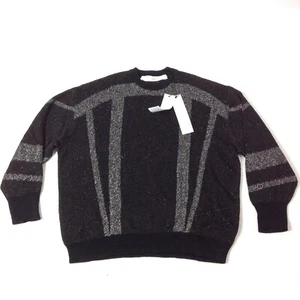 $395 IRO Women's Crew Neck Dock Lurex Sweater Black Silver S Oversized CrewNeck - Picture 1 of 7