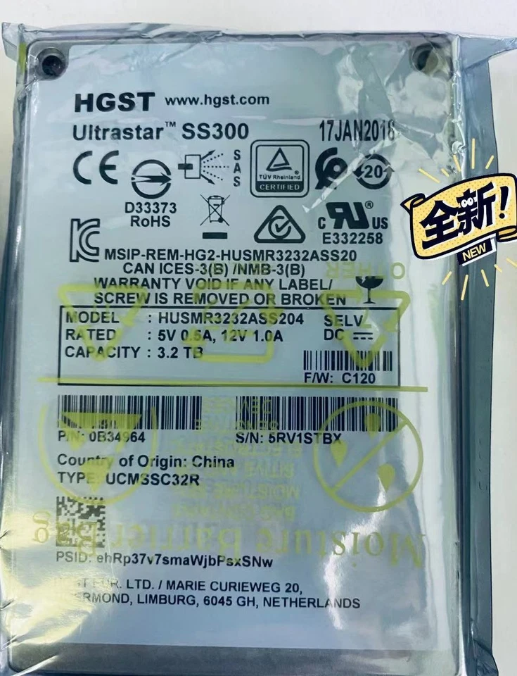 HGST 1.6TB SSD SAS SS300 HUSMR3232ASS204 0B34964 MLC D33373 Ultrastar UCMSSC16M - Image 1 of 1