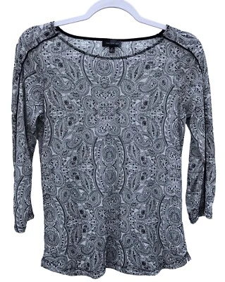 Top pulóver semi transparente ligero negro blanco The Limited para mujer talla XS  Foto 1 de 4