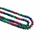 Perles de pierres précieuses rubis émeraude naturel saphir, 2 x 4 mm, 15 pouces de long