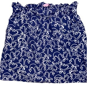 Lilly Pulitzer Avery Skirt Poplin Anchors Away Blue Nautical Large Cotton Preppy - Picture 1 of 7