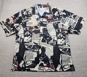 Nike Shirt Mens Large Black White Dri-FIT Button Up Revolution Print Basketball - Picture 1 of 14