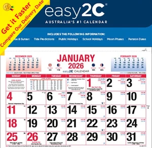 2026 Magnetic Calendar Easy2C Magnet EsE-2c Easy To See - Picture 1 of 5