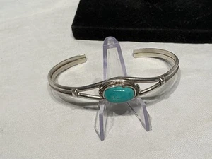 Arkie Nelson Sterling and Turquoise Cuff Bracelet - Signed - Picture 1 of 3
