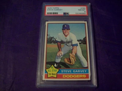 1976 TOPPS #150 STEVE GARVEY (DODGERS) PSA 8 - Image 1 of 2