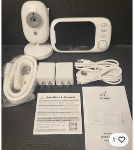 Monitor de video para bebé Calmper BM600 3,5" con cámara audio bidireccional rotación 360° blanco - Imagen 1 de 5