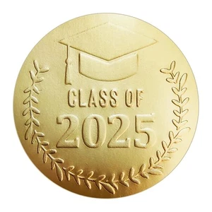 100 x Class of 2025 Stickers, Graduation Favor Gold Foil Stickers, 2025 - Picture 1 of 6