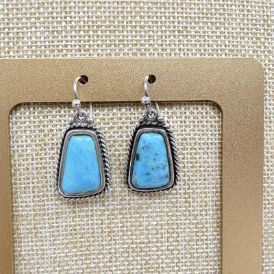 Vintage Barse 925 Sterling Silver Turquoise Earrings Thailand - Image 1 of 4