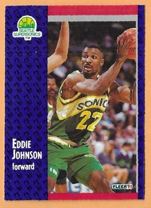 EDDIE JOHNSON SUPERSONICS #190 FLEER 1991 - Picture 1 of 2