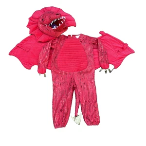 Pottery Barn Kids Red Dragon Costume Size 3T With Hat Hood 3 Toddler Boy Girl - Picture 1 of 15