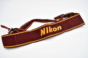 [Excellent+5] NIKON WIDE STRAP  AN-6W Logo-printed Strap Yellow Brown From Japan - Picture 1 of 10