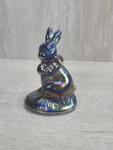 Vintage Karneval Amethyst schwarz Glas Hase Kaninchen Figur Briefbeschwerer - Bild 1 von 5
