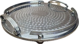 Ranleigh Stainless Steel Round Serving Drinks Tray Vintage 29cm Art Deco Retro - Picture 1 of 20