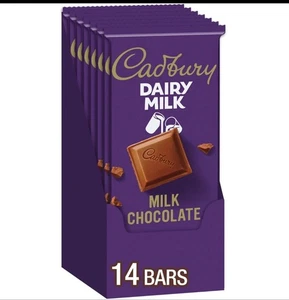 CADBURY DAIRY MILK Chocolate Bars Pack of 14 Velvety 3.5 Oz $$ WOW $$ BB 4/26 - Picture 1 of 4