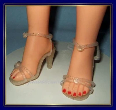 3英寸X 1-1/4英寸闪亮金色高跟鞋娃娃鞋适用于VT-22 VT-25 26英寸MISS REVLON — 第 1/2 张图片