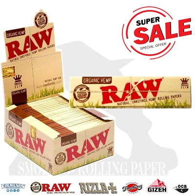 Cartine Raw Organic Hemp King Size Lunghe Slim in Canapa Biologica Da50 Libretti