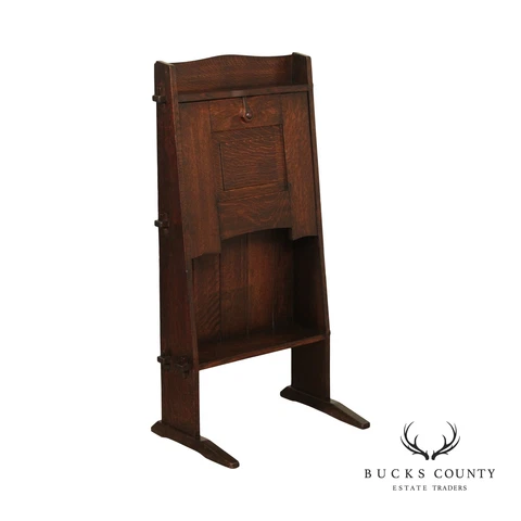 Gustav Stickley Antique Arts & Crafts Oak Chalet Desk Cover
