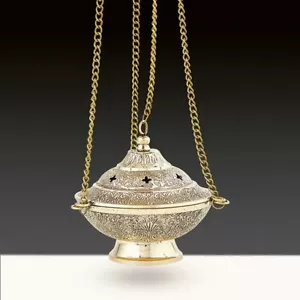 Sudbury Brass Ornate Hanging Censer Incense Burner for Home or Church, 15 In - Picture 1 of 3