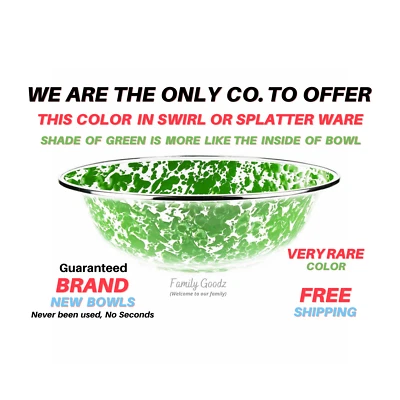 Brand New, Golden Rabbit Enamelware Basin/Serving Bowl Very RARE GREEN Color