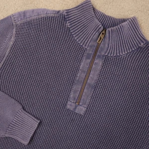 Tommy Bahama Pullover Herren Large blau Tidemark Waffelstrick 1/4 Zip Baumwollpullover - Bild 1 von 15