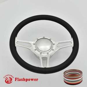 Kit de volante billete de 14" aluminio 9 orificios con botón de bocina y adaptador - Imagen 1 de 11
