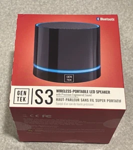 Gen Tek IS3 Bluetooth Wireless Black Portable LED Speaker NEW IN BOX - Picture 1 of 3