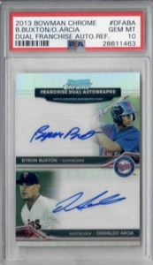 PSA 10 2013 Bowman Chrome Byron Buxton/O Arcia Dual Franchise #DFA-BA Auto REF - Picture 1 of 2