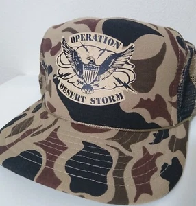 Vintage Operation Desert Storm Trucker Hat Camouflage Snapback Cap Mesh Back  - Picture 1 of 6