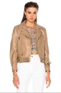 ACNE STUDIOS BELTED "MOCK" MOTO LAMBSKIN JACKET SIZE 40/M BEIGE - Picture 1 of 12
