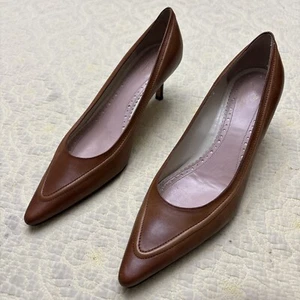 Cute Brooks Brothers Women’s Pointed-Toe Slip-On Heels Pumps Tan Sz 9 - Picture 1 of 15