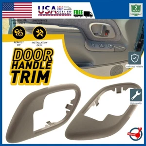Interior Door Handle Trim Bezels Tan Pair Set for Chevrolet GMC Cadillac Truck - Picture 1 of 9
