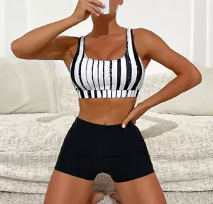 Costume da bagno donna bikini perizoma G reggiseni righe spiaggia 2 pezzi costume da bagno sportivo 24461 - Foto 1 di 5