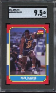 1986 Fleer Karl Malone #68 - HOF Rookie RC - SGC 9.5 MINT+ - Picture 1 of 2