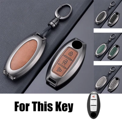 Zinc Alloy Leather Car Key Cover Case For Nissan Qashqai March 370Z Juke X-Trail Foto 1 de 4