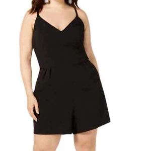 Emerald Sundae Lace Back Spaghetti Strap Romper V-Neck Black Womens 2X NWT - Picture 1 of 12