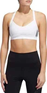 adidas Womens All Me 3 Stripes Sports Bra - White / Medium - Picture 1 of 2