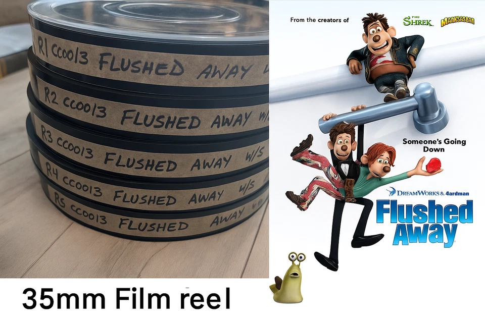 🎞️ 35mm CINEMA FILM Flushed Away 5 REELS Complete movie 2006 - image 1 of 4