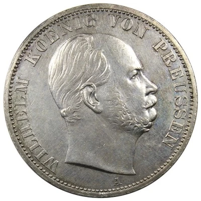 1867-A Prussia One Thaler Vereinsthaler AU Details Cleaned A2517 - Image 1 of 2